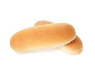 Two fresh hot dog buns isolated on white