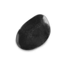 Black spa stone isolated on white, top view