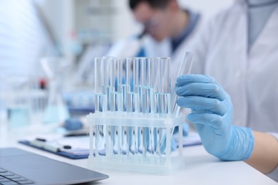 Photo of Scientists working with samples in laboratory. Medical research