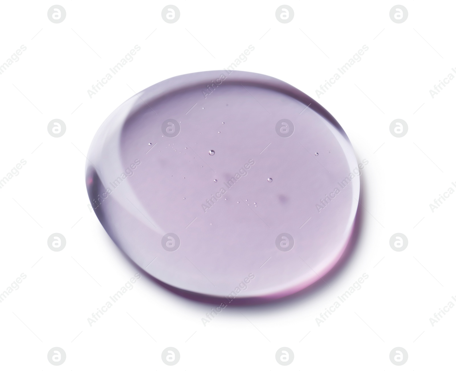 Photo of Sample of transparent shower gel on white background