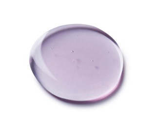 Photo of Sample of transparent shower gel on white background