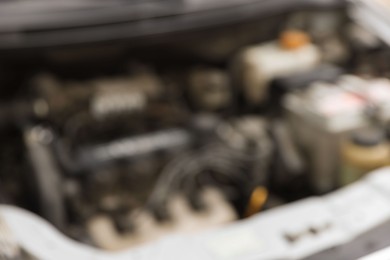 Blurred view of engine bay in modern car