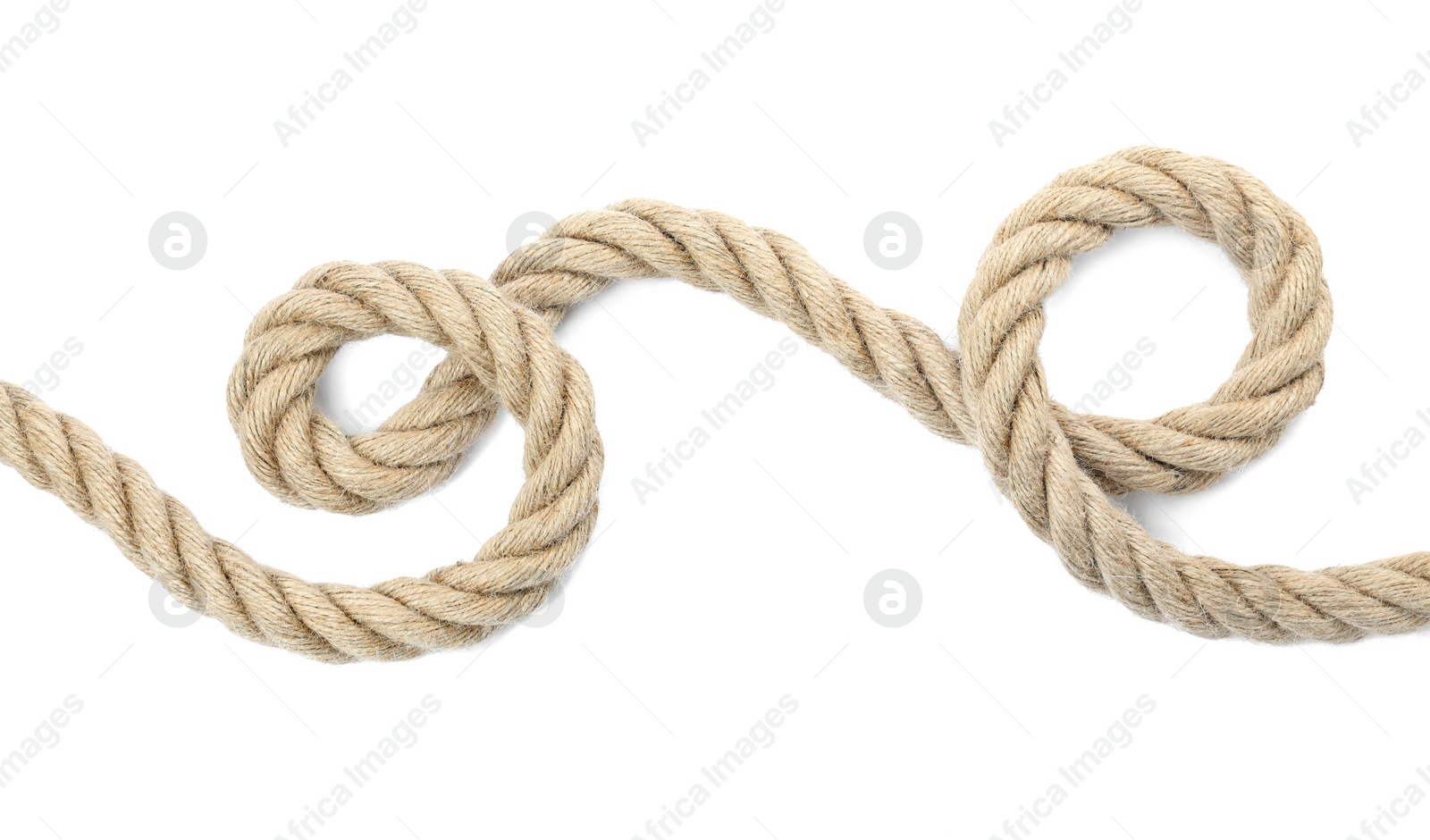 Photo of Hemp rope with loop isolated on white, top view