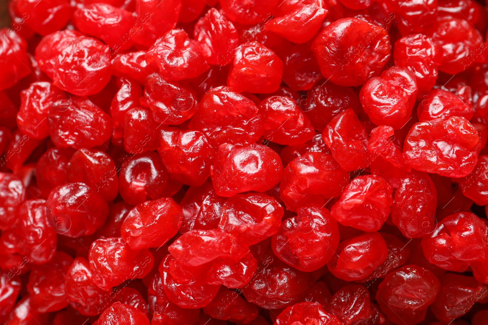 Photo of Tasty cherries as background, top view. Dried fruits as healthy food