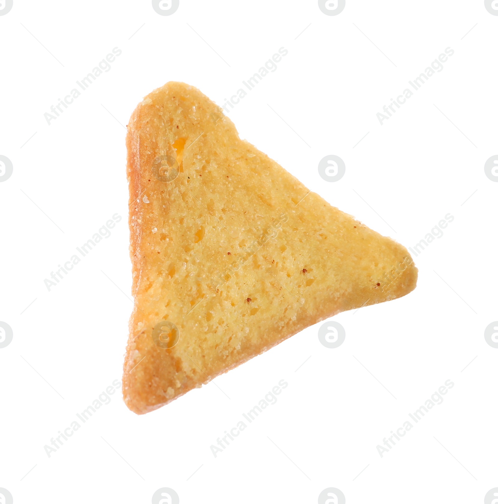 Photo of Crispy rusk isolated on white. Tasty snack