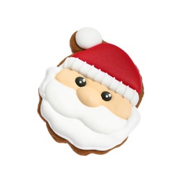 Christmas cookie in shape of Santa Claus isolated on white