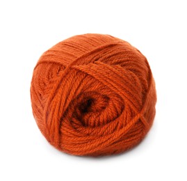 Photo of Soft orange woolen yarn isolated on white