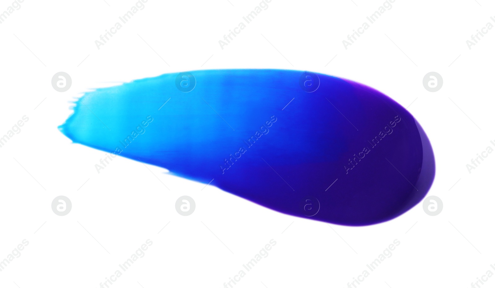 Photo of Light blue and purple paint sample on white background, top view