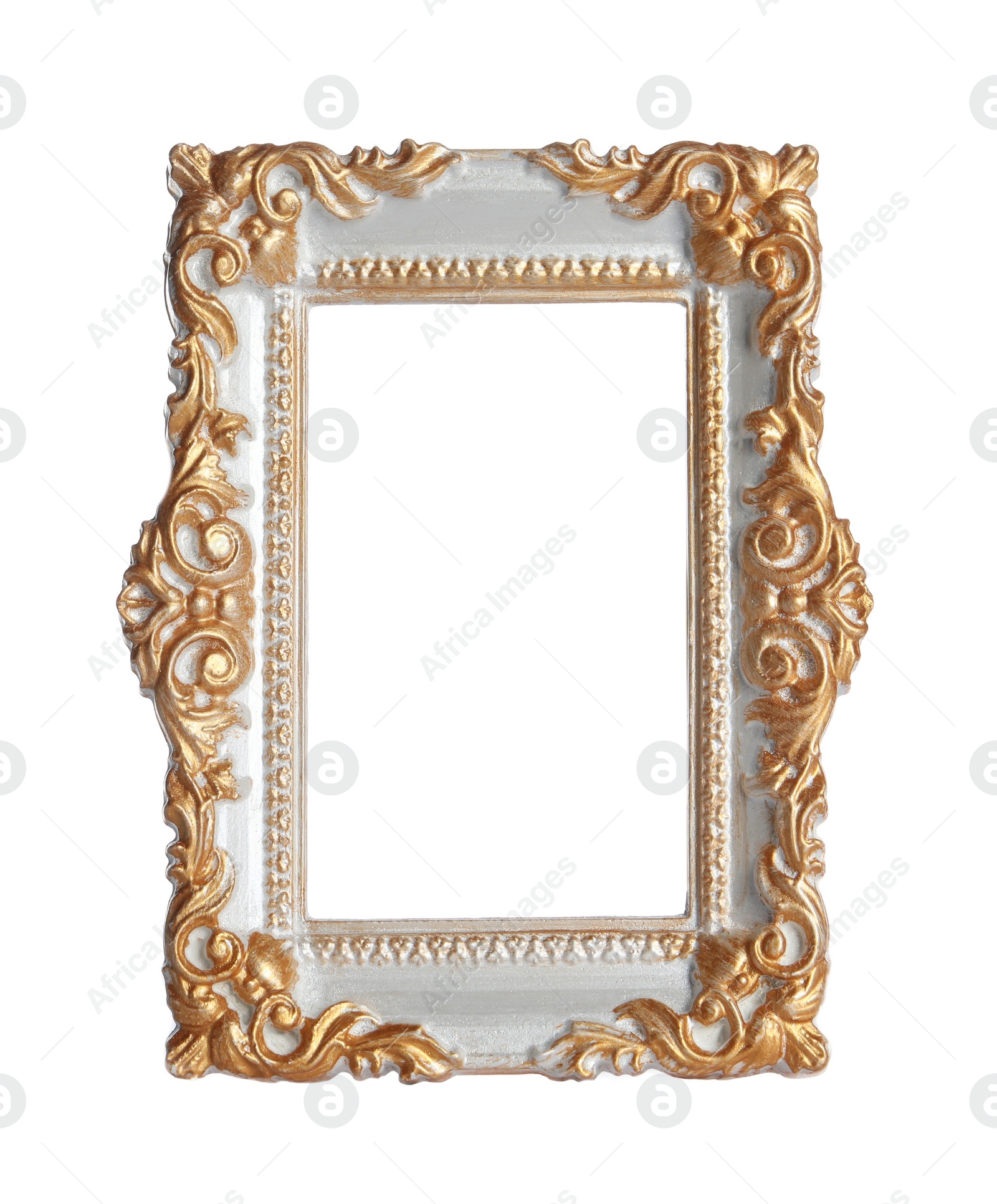 Photo of Beautiful golden vintage frame isolated on white