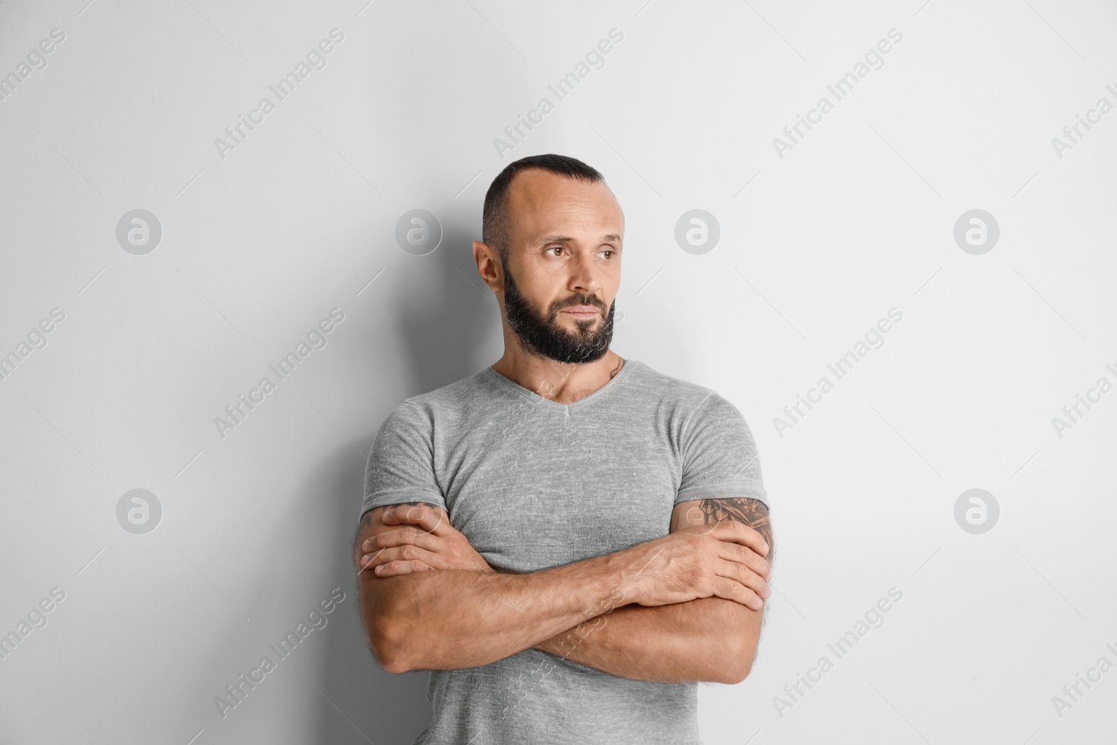 Photo of Portrait of handsome man on white background