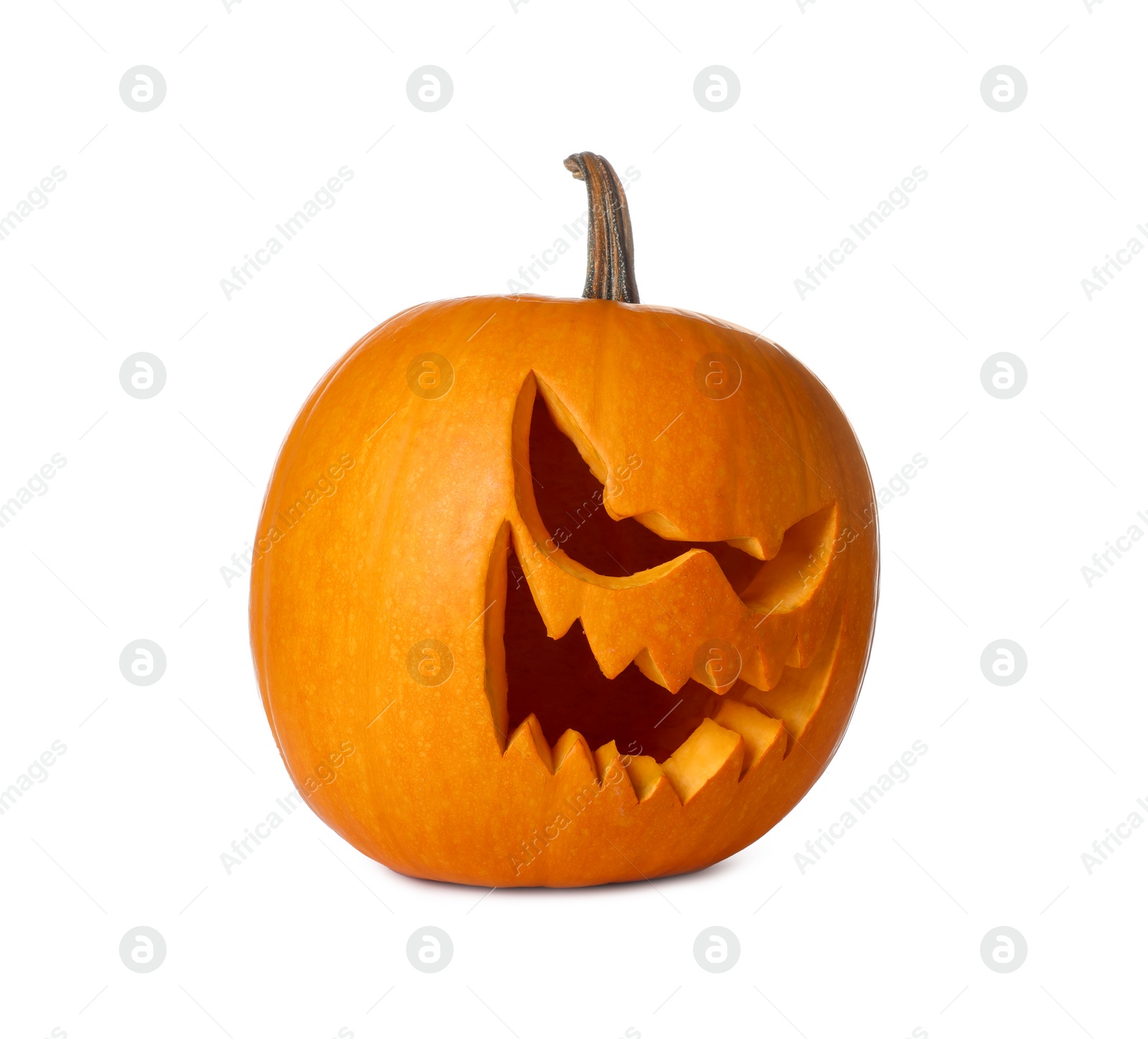 Photo of Carved pumpkin for Halloween isolated on white