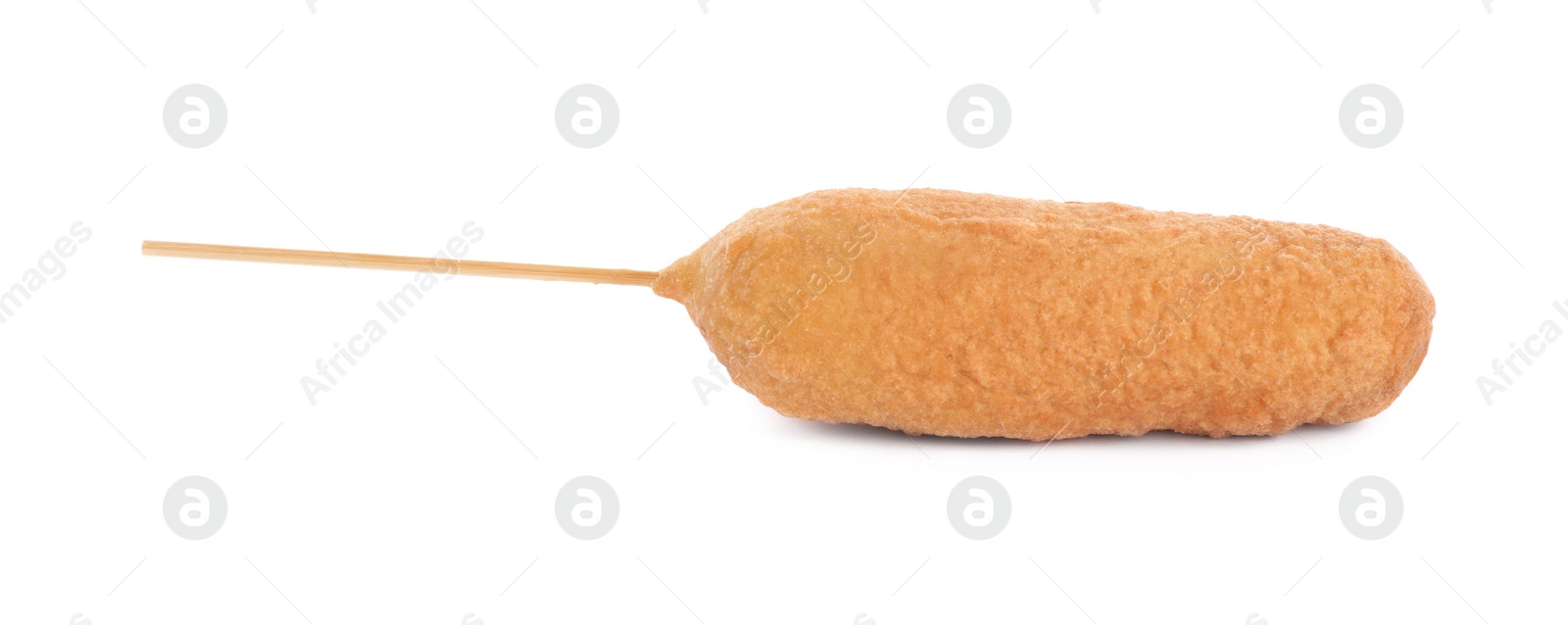 Photo of Delicious deep fried corn dog isolated on white