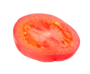 Photo of Slice of fresh tomato isolated on white