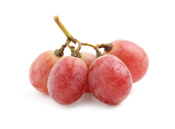 Delicious ripe red grapes isolated on white