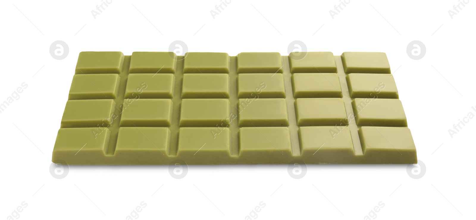 Photo of Tasty matcha chocolate bar isolated on white