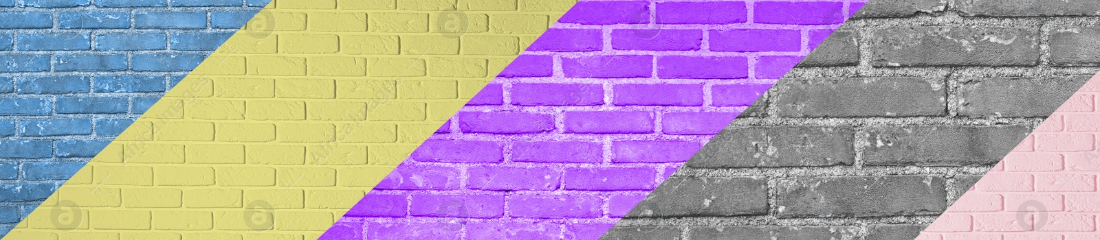 Image of Collage of brick wall textures in different colors