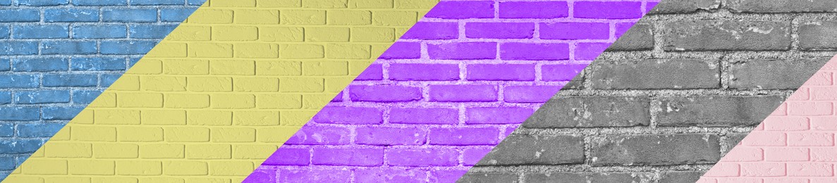 Image of Collage of brick wall textures in different colors