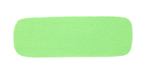 Green kinesio tape piece on white background, top view