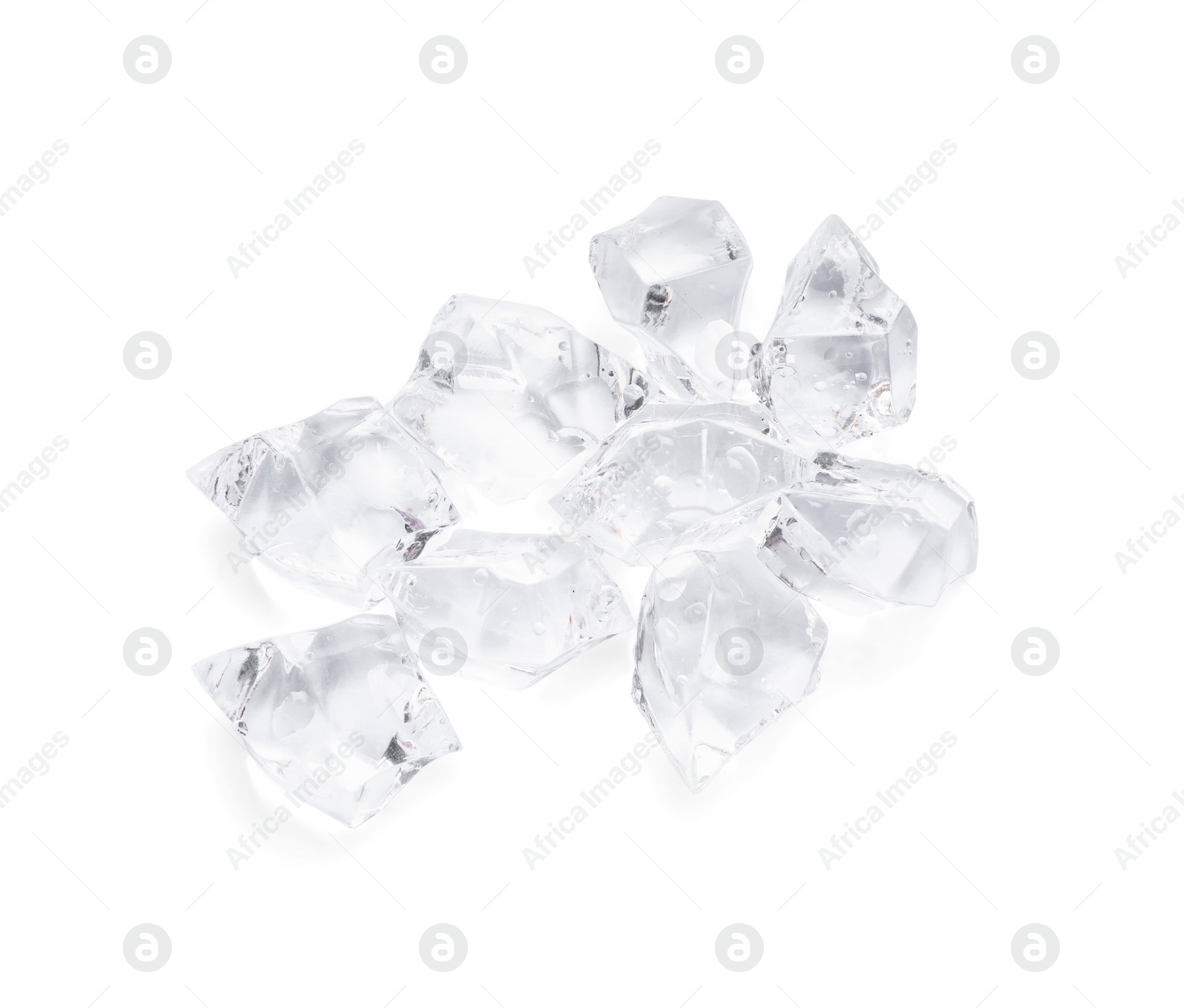 Photo of Heap of crushed ice on white background, top view