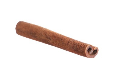 Photo of One aromatic cinnamon stick isolated on white