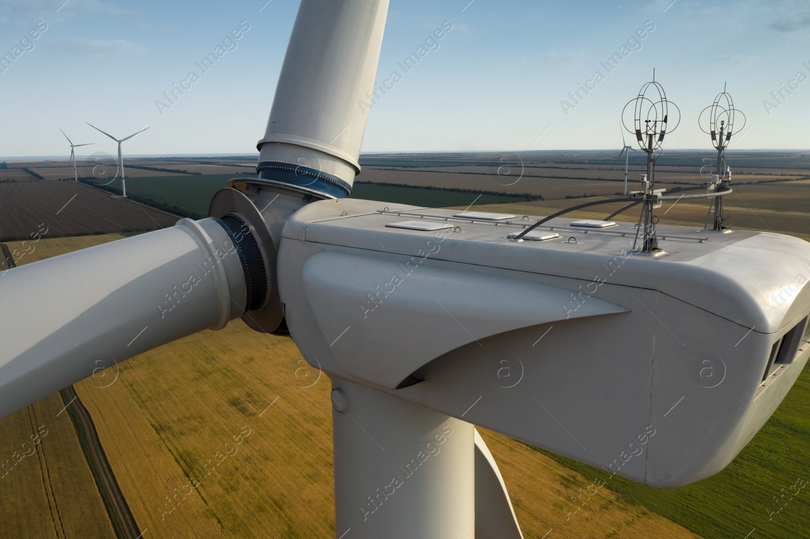 Image of Modern wind turbine, closeup. Alternative energy source