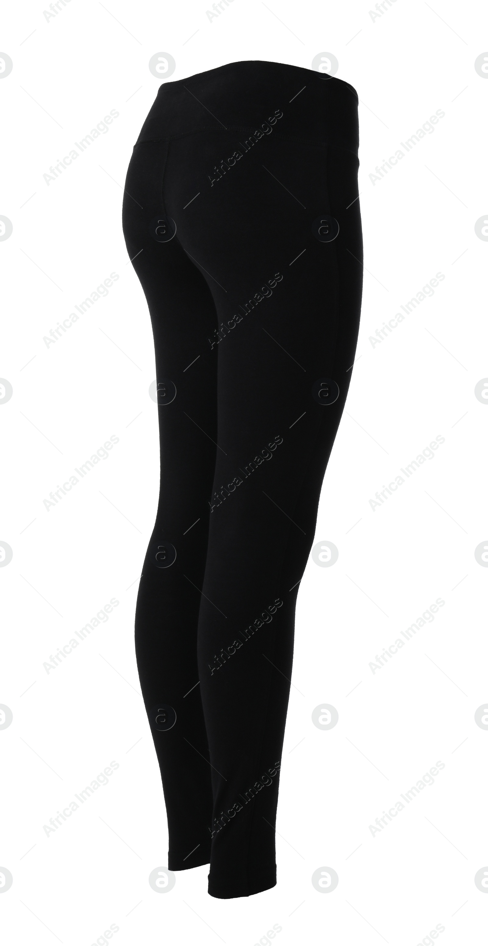 Photo of Black women's leggins isolated on white. Sports clothing