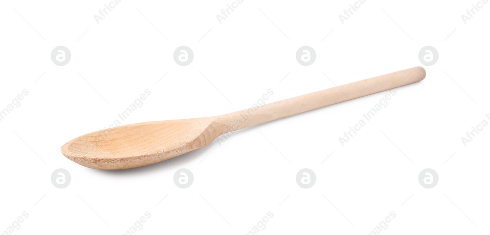 Photo of One wooden spoon isolated on white. Cooking utensil