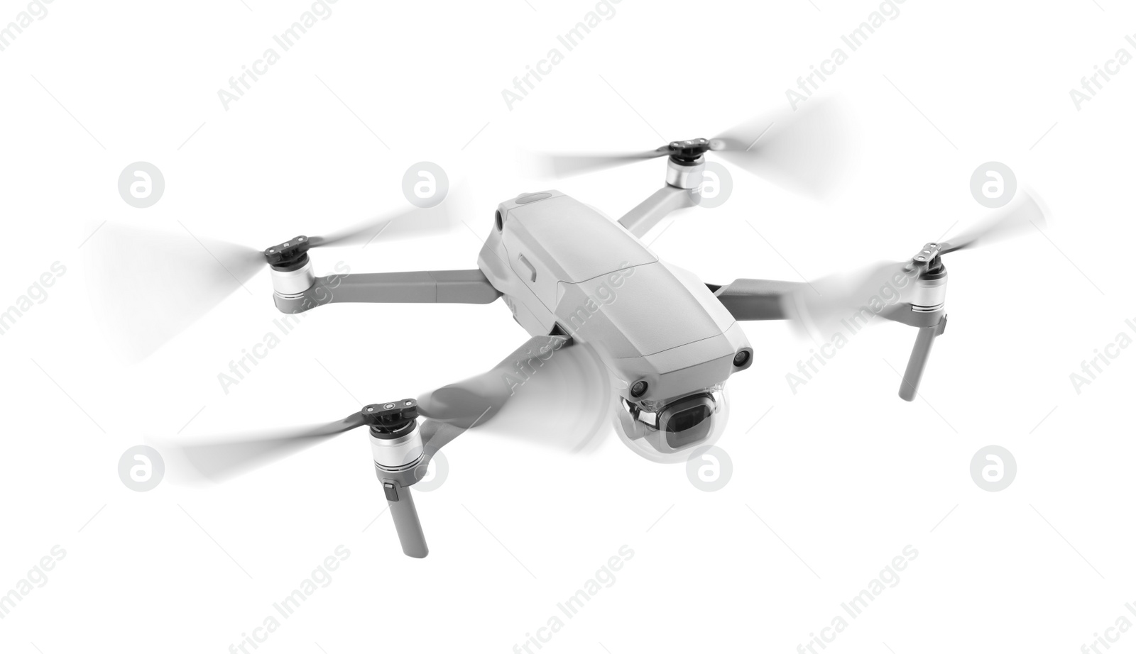 Image of Modern drone flying on white background. Banner design 