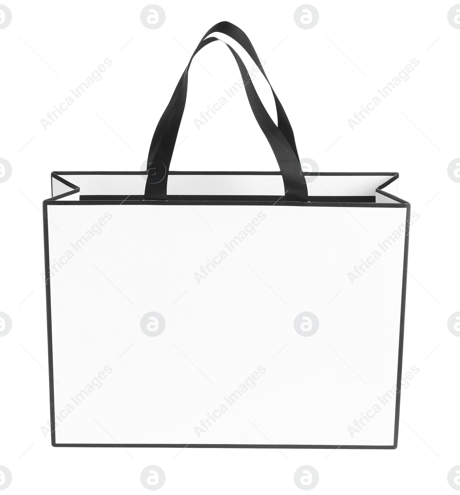 Photo of One paper bag isolated on white. Mockup for design