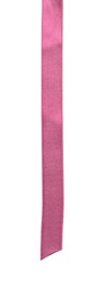 Beautiful dark pink ribbon isolated on white, top view