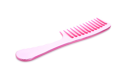 New pink hair comb isolated on white