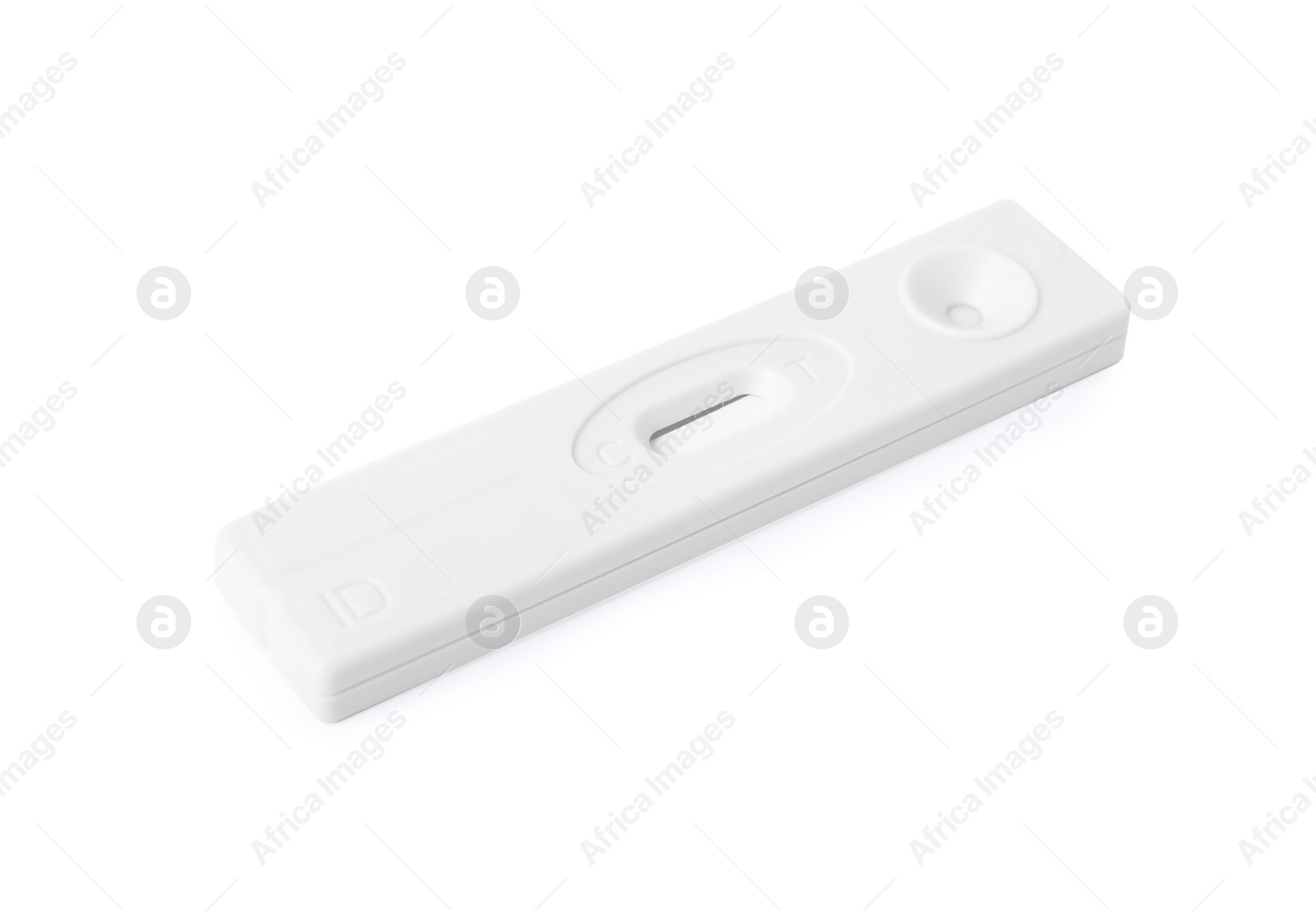 Photo of Disposable express test for hepatitis on white background