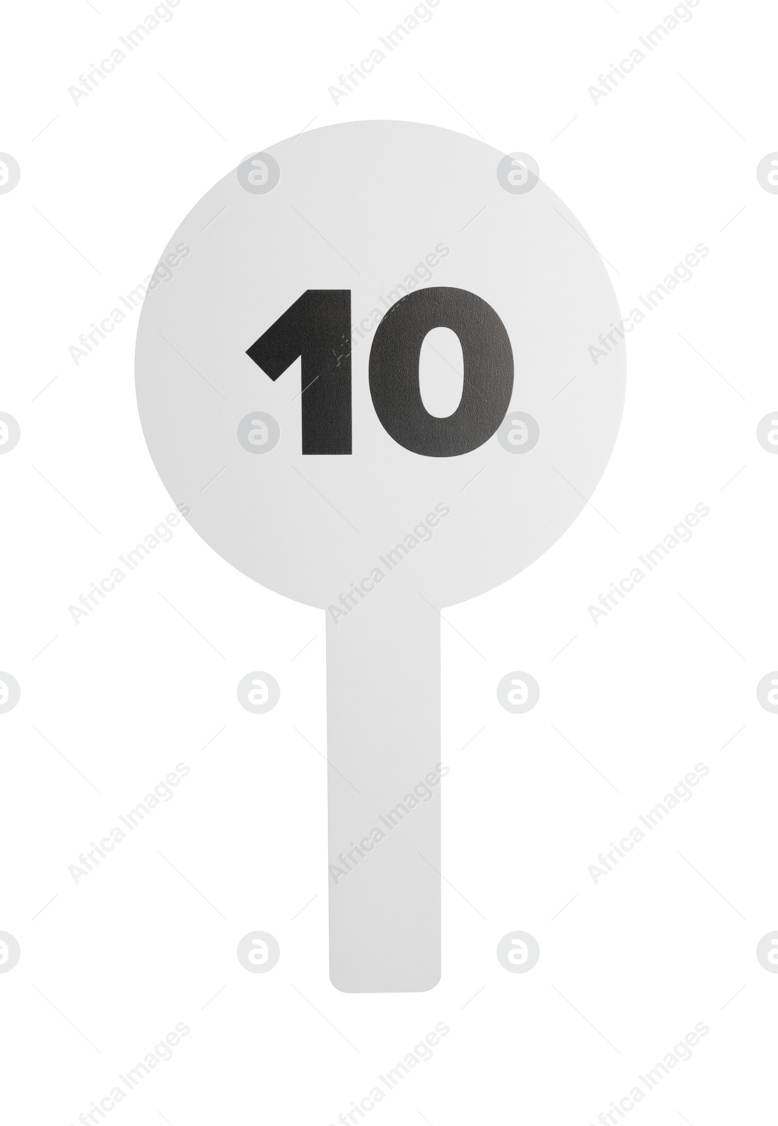 Photo of Auction paddle with number 10 isolated on white