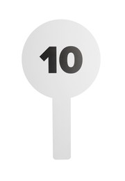 Auction paddle with number 10 isolated on white