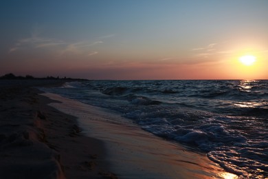 Photo of Picturesque view of beautiful sea at sunset