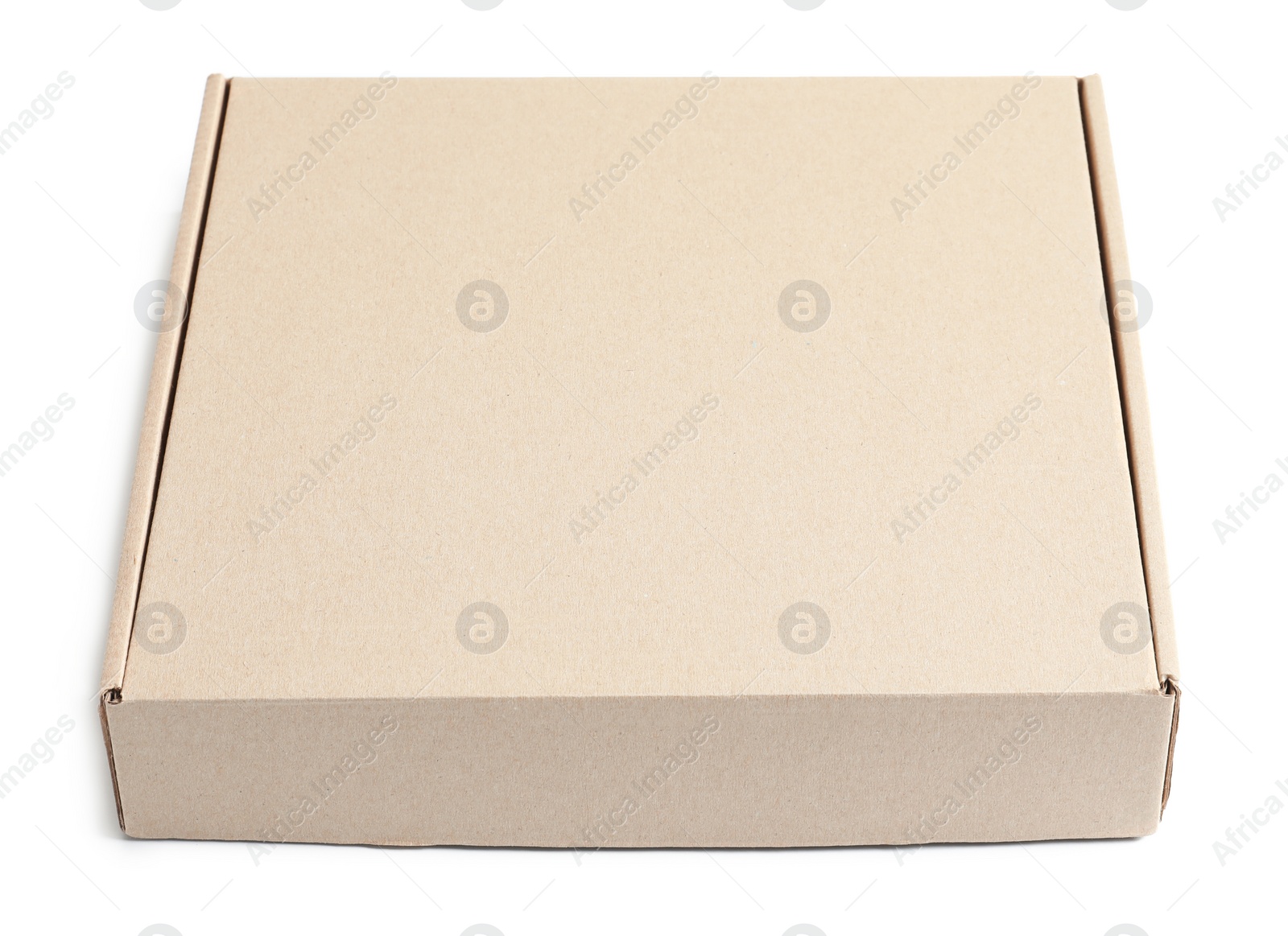 Photo of Mockup of cardboard pizza box on white background
