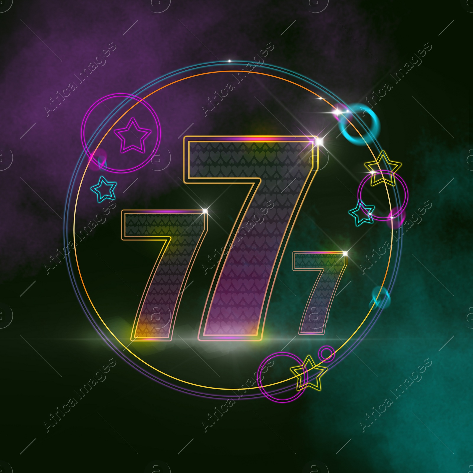 Illustration of Lucky number 777 - winning jackpot. Online casino