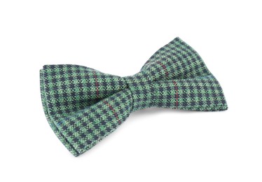 Stylish checkered bow tie isolated on white