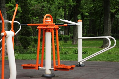 Photo of Empty outdoor gym with double abductor and push up bars
