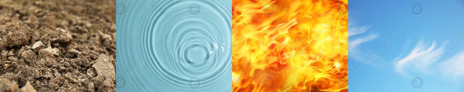 Image of Set of four elements. Earth, Water Fire and Air