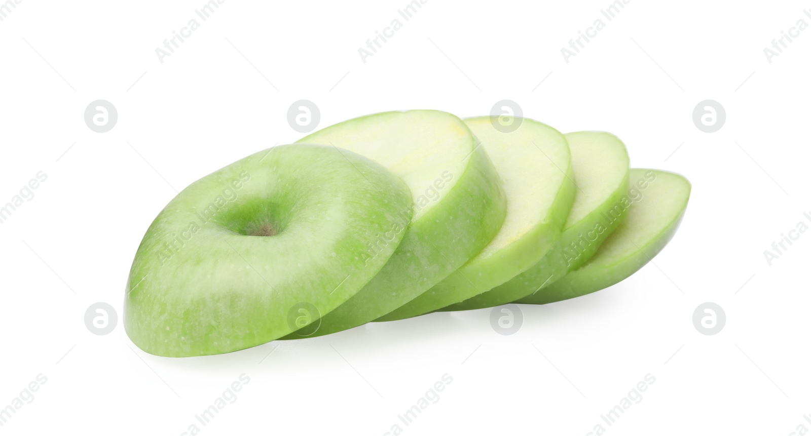 Photo of Sliced ripe green apple isolated on white