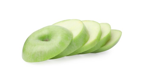 Photo of Sliced ripe green apple isolated on white