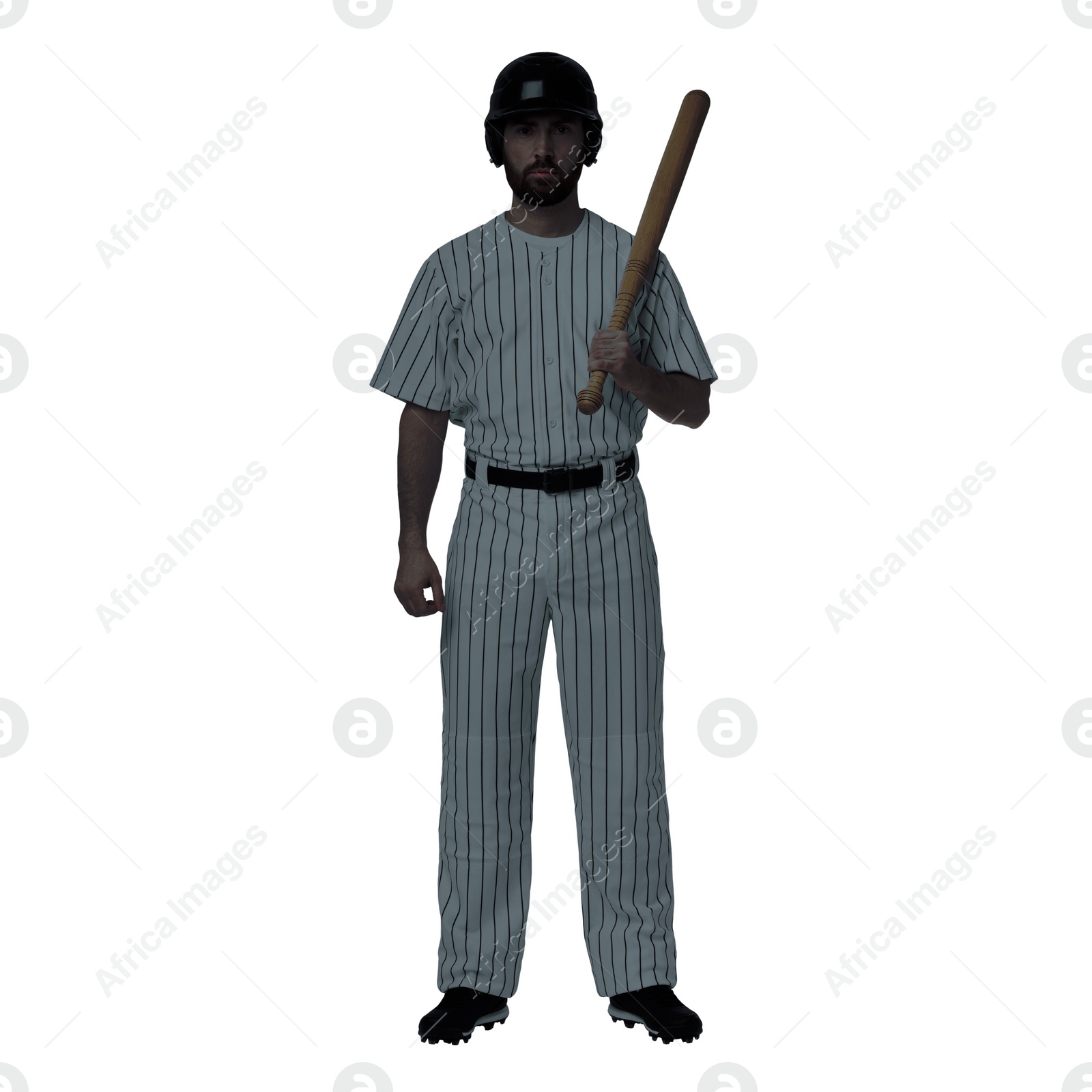 Image of Silhouette of baseball player on white background