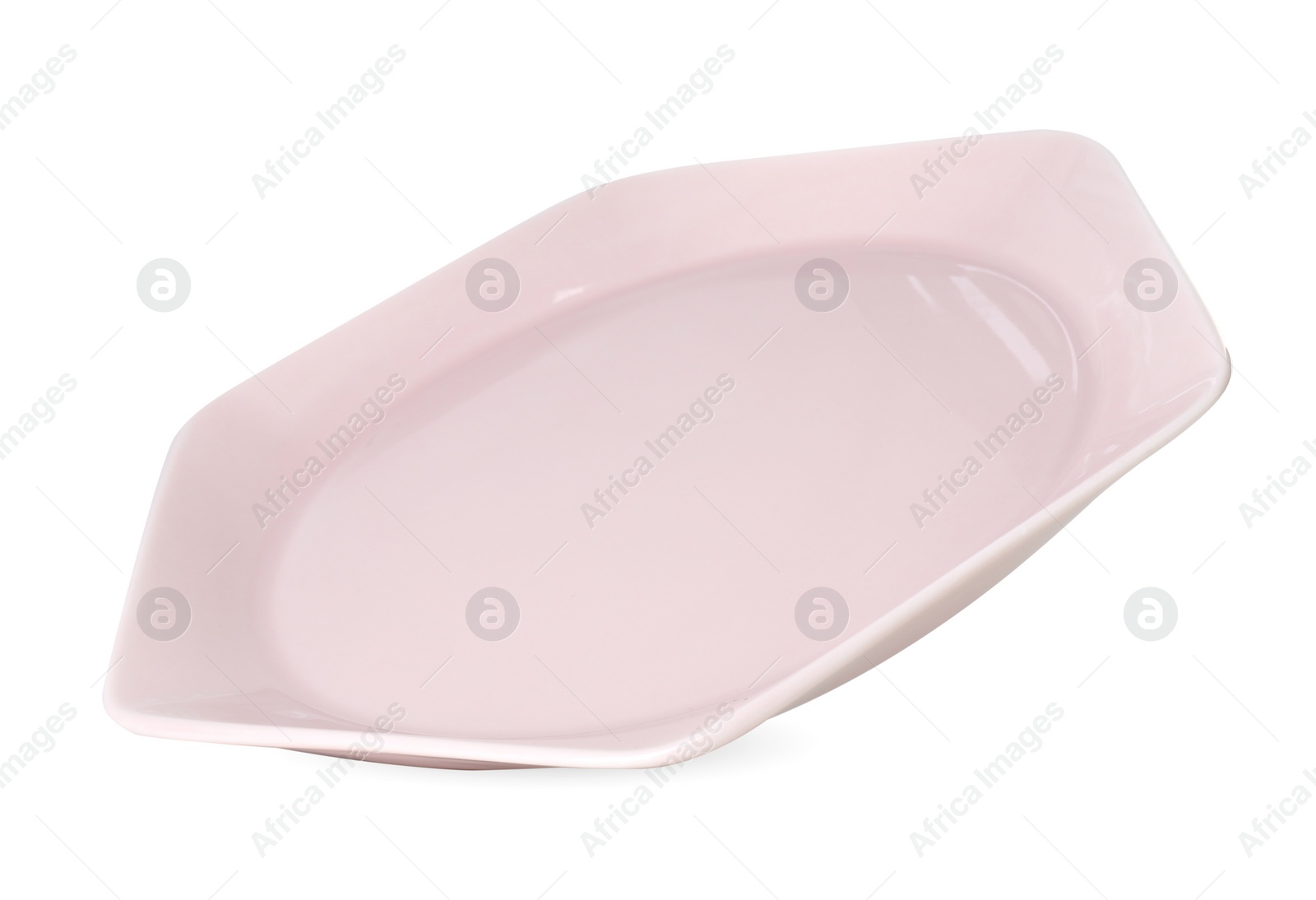 Photo of One beautiful pink plate isolated on white