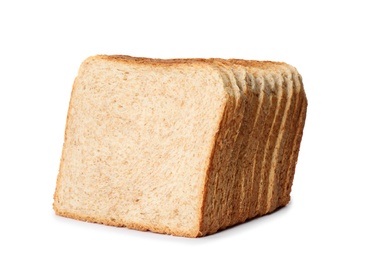 Photo of Slices of wheat bread isolated on white