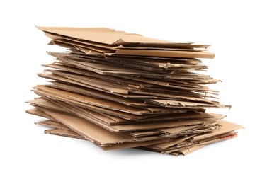 Stack of cardboard pieces isolated on white