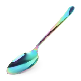 Photo of Clean shiny empty spoon isolated on white