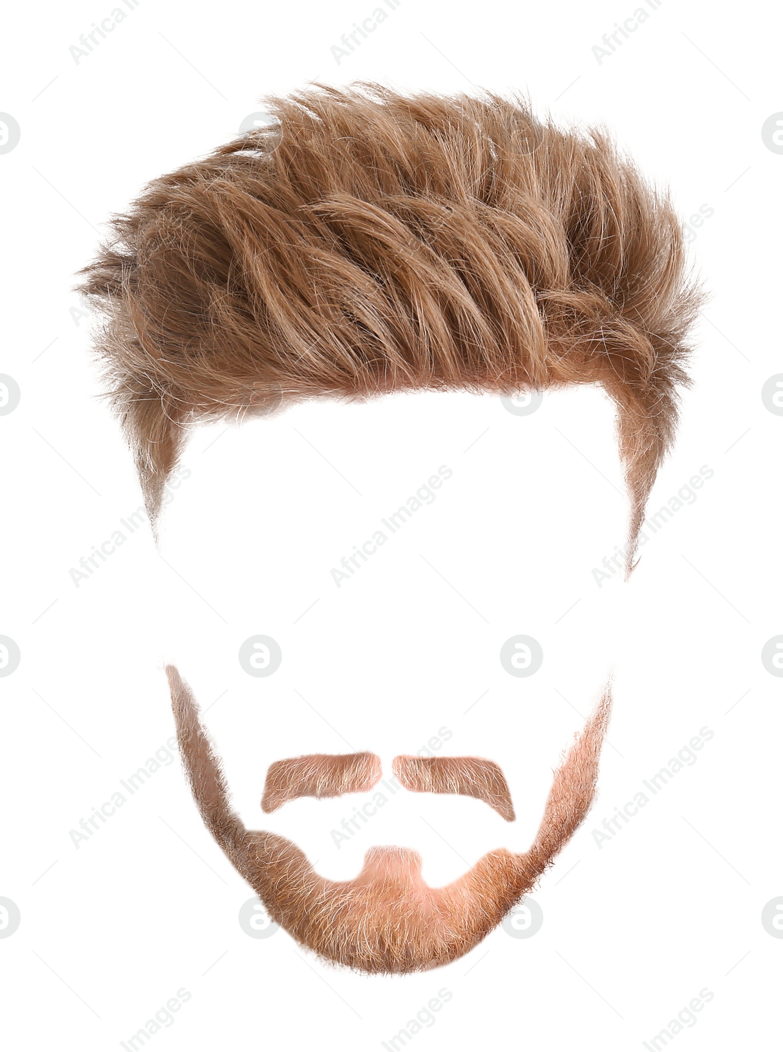 Image of Male hairstyle with beard and mustache isolated on white