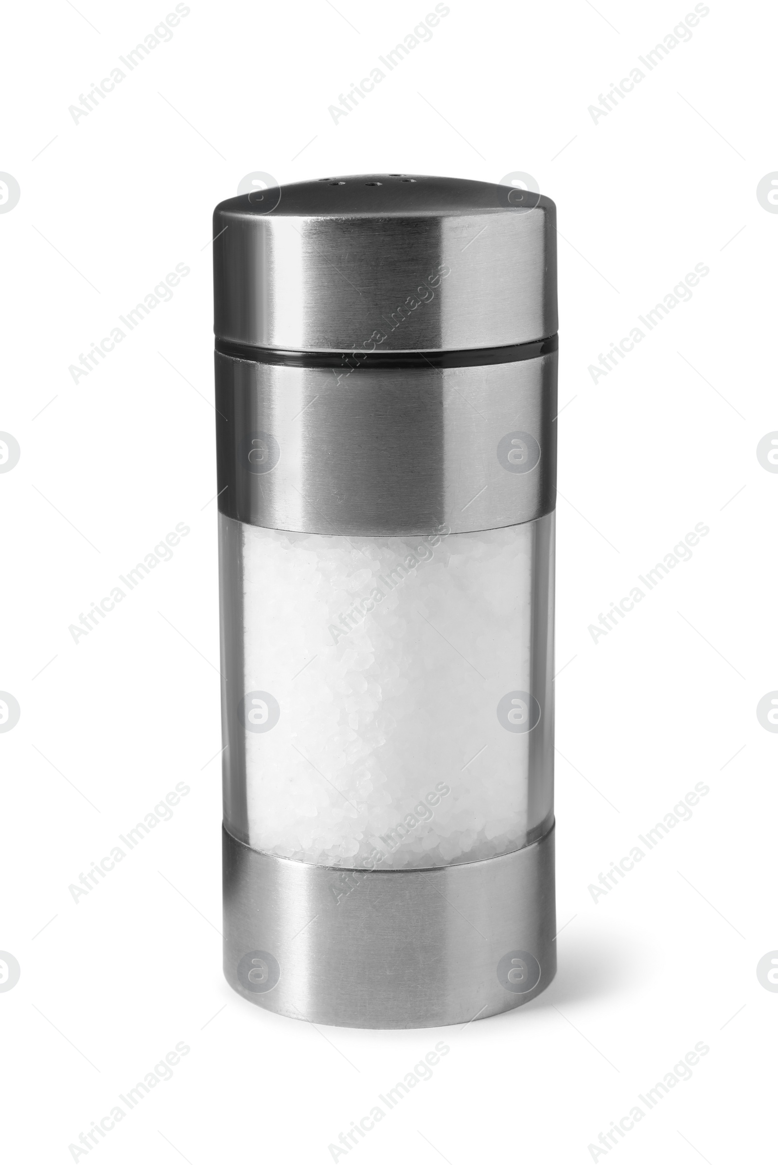 Photo of Salt shaker isolated on white. Kitchen utensil