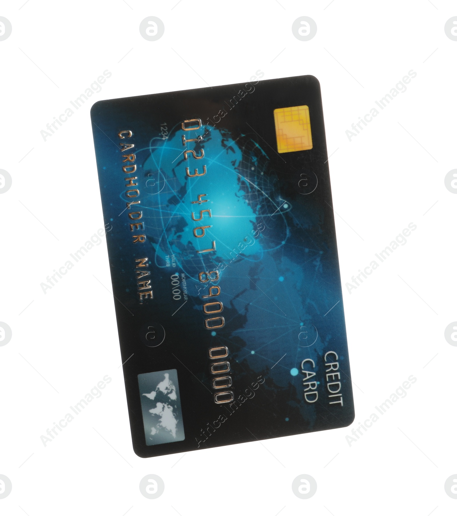 Photo of Blue plastic credit card isolated on white